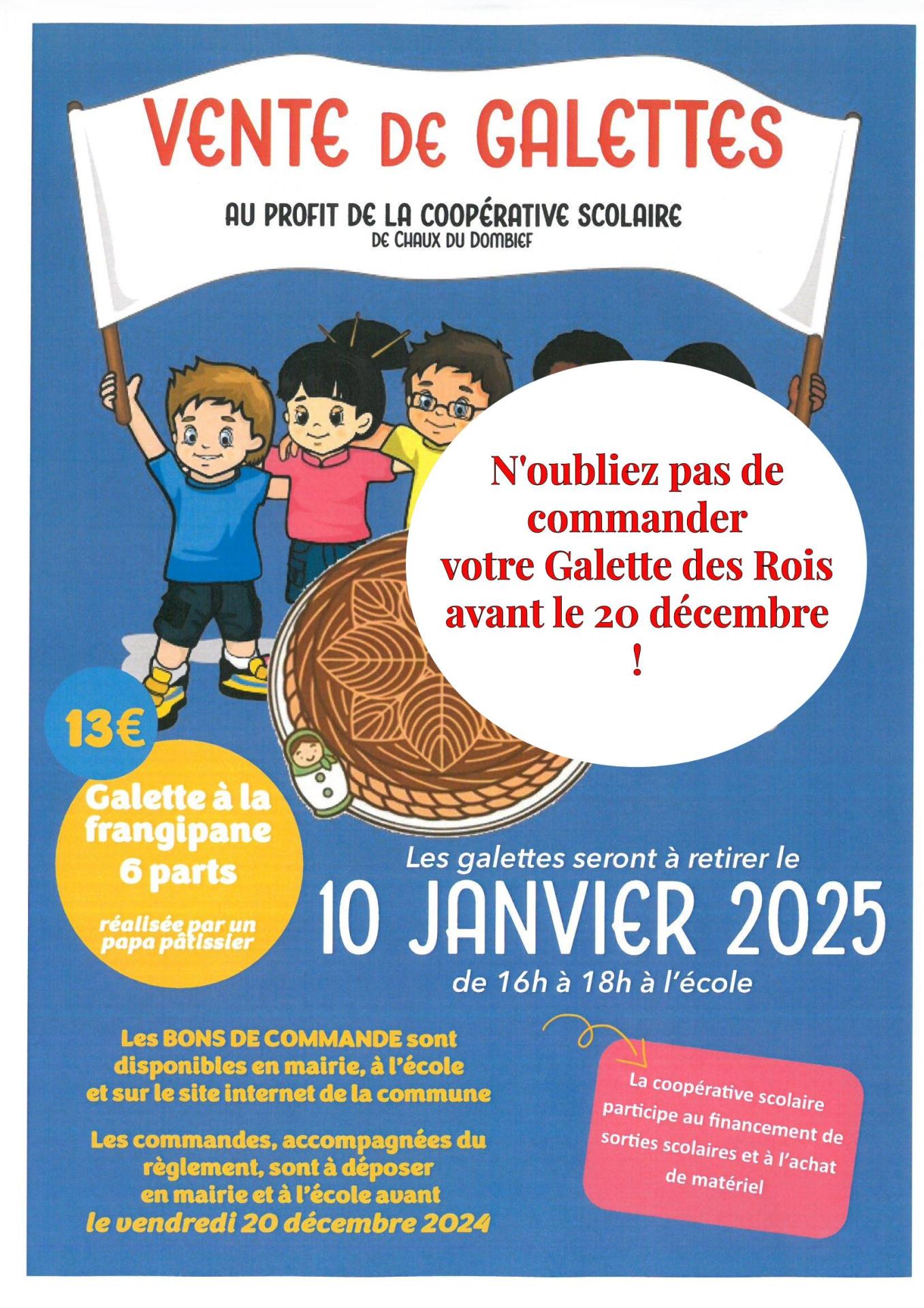 Relance vente galette cop scolaire